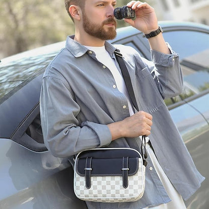Crossbody Bag for Mens, Pu leather Cross Body Purse, Multi Pocket Shoulder Bag Messenger Bag for Travel Work Daily