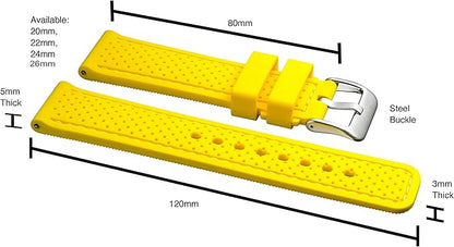 ALPINE Sporty Premium Soft Silicone Adjustable Watch Band - Replacement Rubber Watch Bands for Women & Men - Waterproof Quick Release Watch Straps - Compatible with Regular & Smart Watch Bands