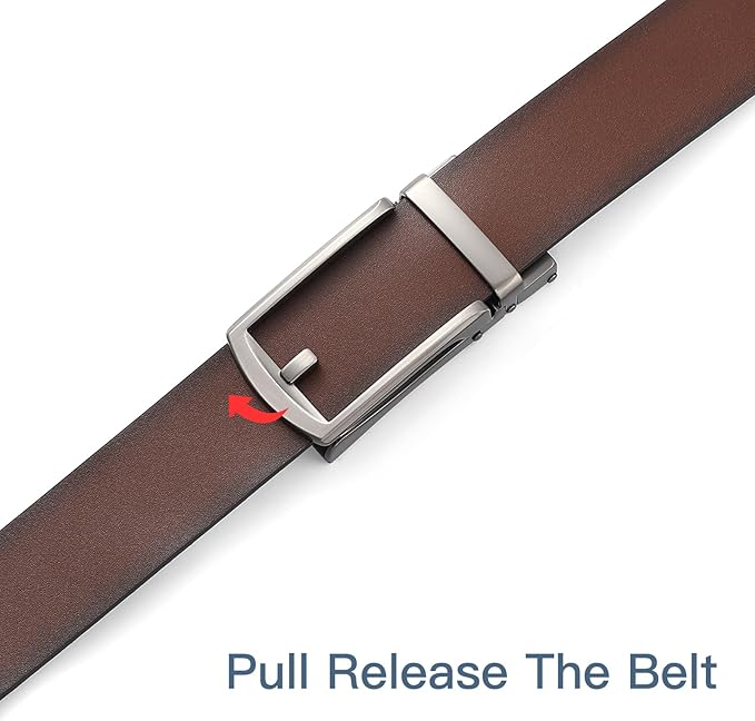 SENDEFN Men's Leather Dress Casual Belt 1 3/8" Automatic Adjustable Click Buckle Belts with Gift Box