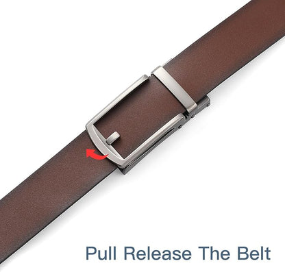 SENDEFN Men's Leather Dress Casual Belt 1 3/8" Automatic Adjustable Click Buckle Belts with Gift Box