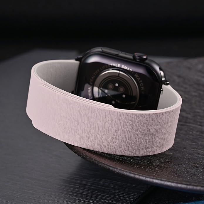 WOCCI Magnetic Watch Bands, Wood Grain Silicone, Quick Release, Compatible Watch Lug 20mm 22mm