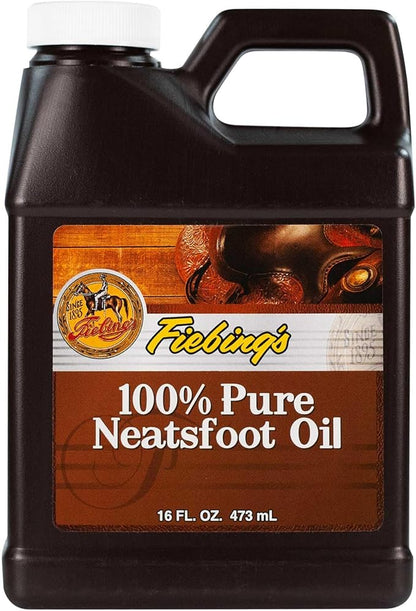 Fiebing's 100% Pure Neatsfoot Oil 16 oz - Leather Conditioner & Preservative with All Natural Animal Oil - Waterproof, Soften, Restore, & Strengthen Leathercraft Shoe, Boot, Belt, Saddle, Couch, Purse