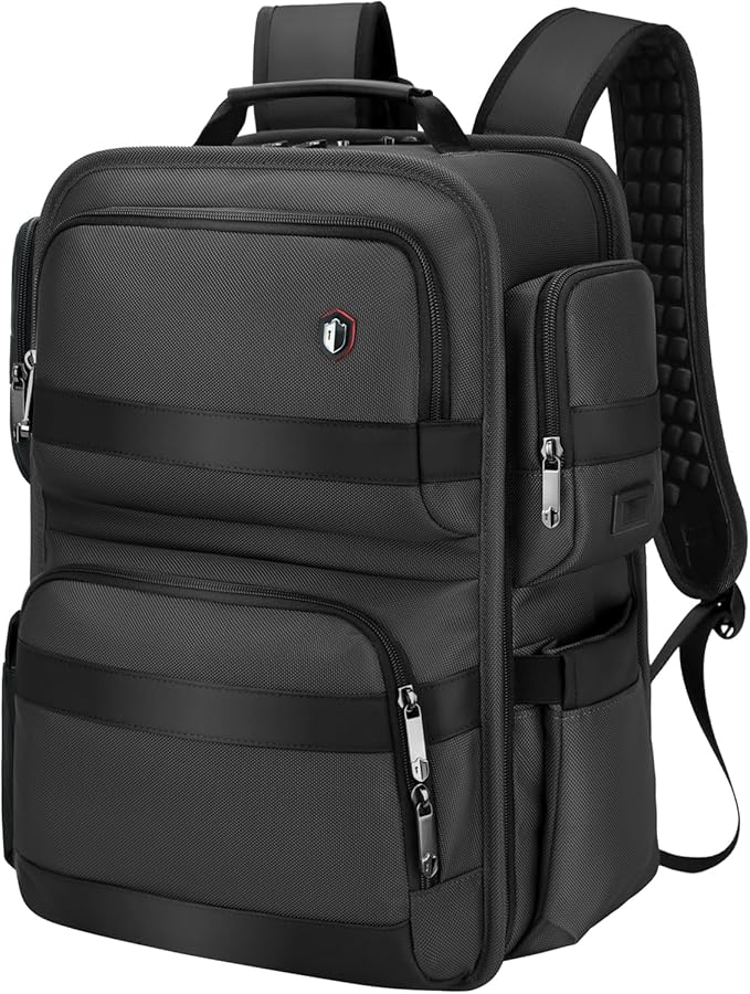 Work Laptop Backpack for Men 17in, USB-C Port Carry On Backpack with Patented Adjustable Straps, TSA Dual Laptop Compartments Backpack Travel, Waterproof Business Backpack for Professional, Black