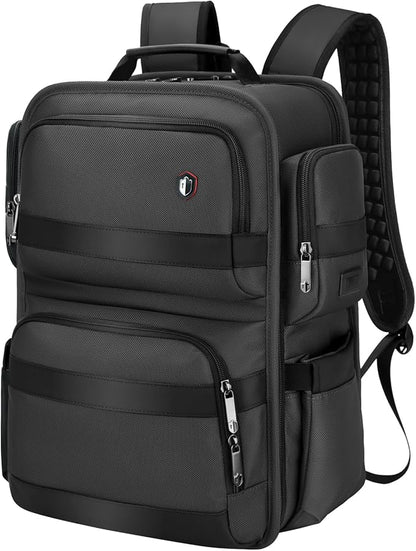 Work Laptop Backpack for Men 17in, USB-C Port Carry On Backpack with Patented Adjustable Straps, TSA Dual Laptop Compartments Backpack Travel, Waterproof Business Backpack for Professional, Black