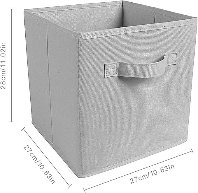 Basics Fabric Clothing Storage Bins - 10.6" x 10.6" x 11" - Collapsible Storage Cubes Organizer with Handles, Linen Foldable Storage Baskets Cloth Box Containers, Closet Organizers