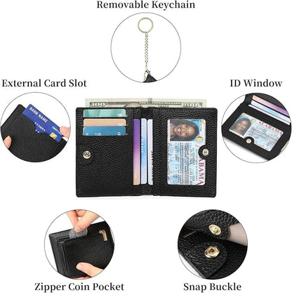 GAEKEAO Wallet Women RFID Blocking Small Bifold Vegan Leather Ladies Mini Purse with ID Window Zipper Change Pocket