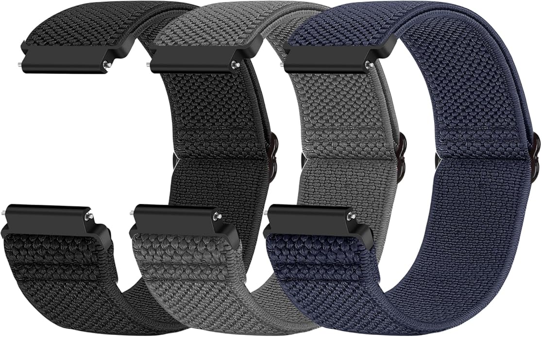 Compatible with 16mm 18mm 19mm 20mm 22mm 24mm Watch Bands Quick Release Replacement Wristband,Adjustable Stretchy Nylon Solo Loop Straps Fabric Braided Sport Elastic Bands for Men Women