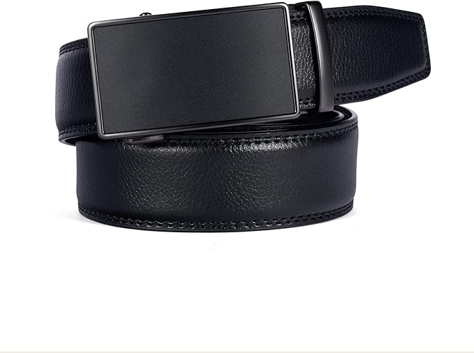 28"-68" Men's Leather Ratchet Dress Belt Big And Tall With Automatic Buckle