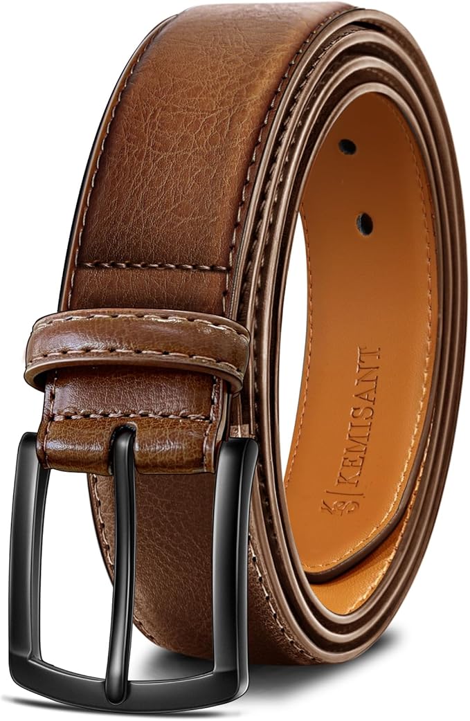 KEMISANT Men Belt-Genuine Leather Belt for Men Dress Casual Golf Jeans 1 3/8"