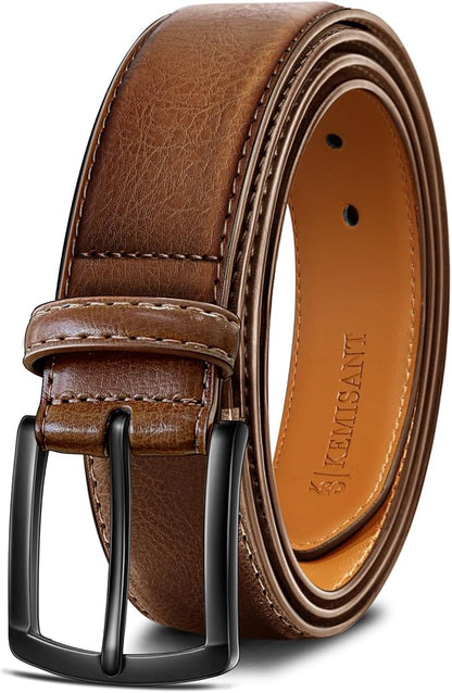 KEMISANT Men Belt-Genuine Leather Belt for Men Dress Casual Golf Jeans 1 3/8"