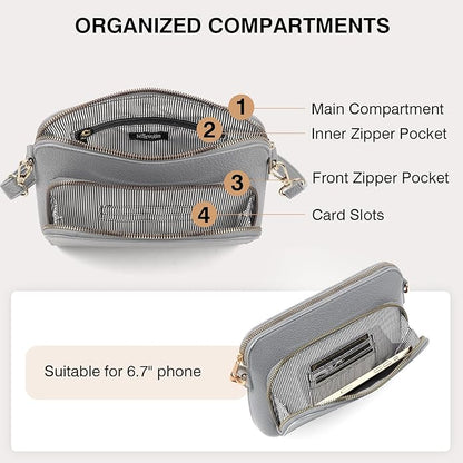 Marvolia Crossbody Bag for Women - PU Leather Shoulder Bag Trendy Small Crossbody Purse Bag for Travel Work Party