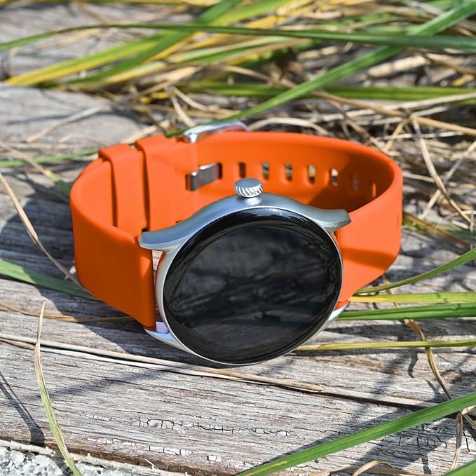 BISONSTRAP Silicone Watch Bands, Slim Watch Straps with Quick Release, 22mm, Orange with Black Buckle