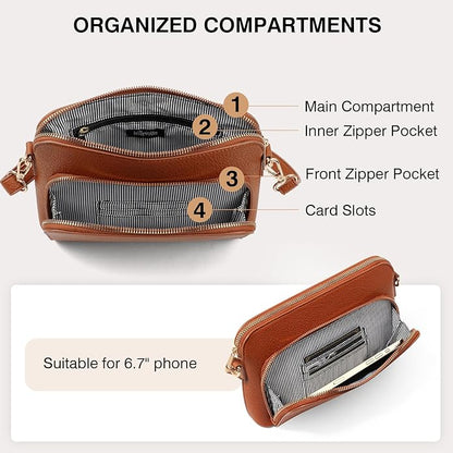 Marvolia Crossbody Bag for Women - PU Leather Shoulder Bag Trendy Small Crossbody Purse Bag for Travel Work Party