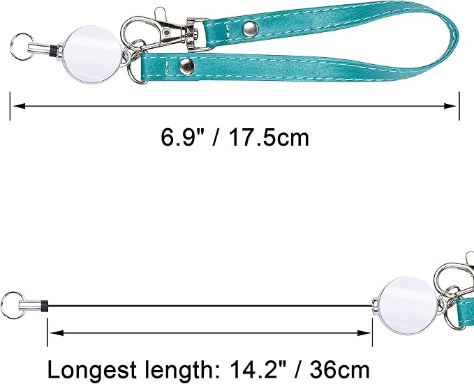 Wisdompro Badge Holder with Wrist Lanyard, 2-Sided PU Leather ID Card Holder Wallet Case with Wristlet Strap and Retractable Reel, Easy Swipe for Work, School, Metro and Access Card - Teal