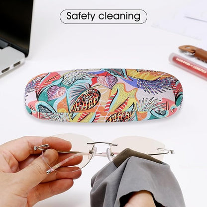 PERFECTSIGHT Hard Shell Eyeglasses Case, PU Leather Protective Glasses Case, Cute Eyeglass Case for Women Men Girls