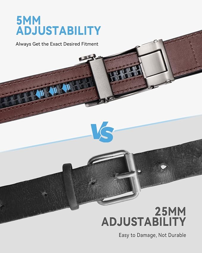 BOSTANTEN Mens Belt Leather Ratchet Belt For Men Dress and Casual with Adjustable Buckle, Trim to Fit