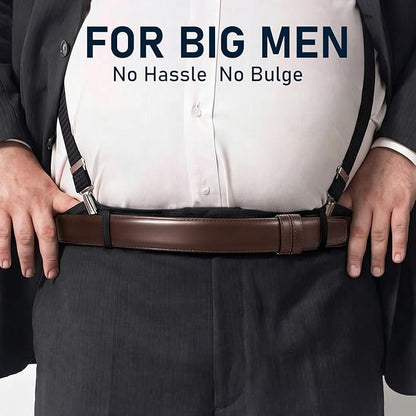 SANSTHS Mechanic Buckless Belts for Men, No Scratch Leather Work Belt Hook & Loop Tsa Belt for Technician Travel Gifts