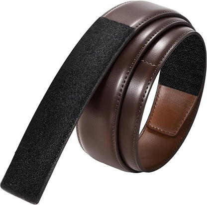 SANSTHS Mechanic Buckless Belts for Men, No Scratch Leather Work Belt Hook & Loop Tsa Belt for Technician Travel Gifts
