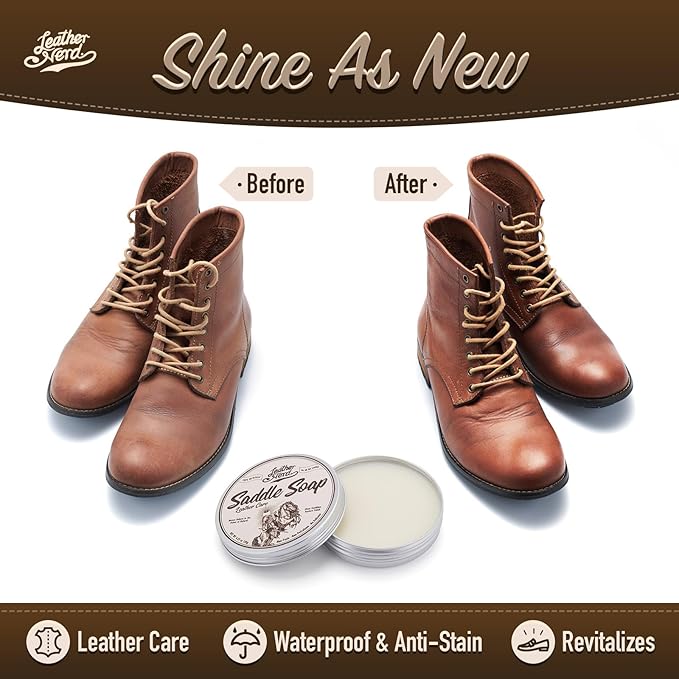 Saddle Soap for Leather, Leather Nerd Leather Cleaner Conditioner for Boots, 4.23 Oz with Sponge, All-Natural Protect Soften and Restore Shoes, Jackets, Purses, Gloves, Vinyl, and Leather Products