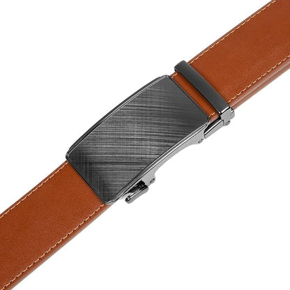 Founders & C Men's Ratchet Belt 1 3/8",Leather Dress Belt Adjustable with Click Sliding Buckle Trim to Exact Fit