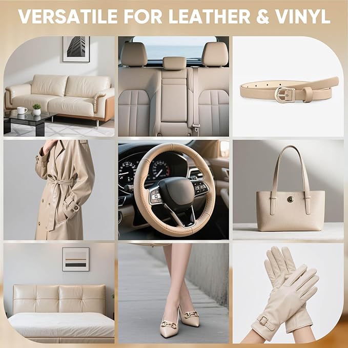 Leather Recoloring Balm - Scratch Repair & Color Restore Kit for Faded Leather, Leather Couch & Car Seats - 10OZ Restorer Balm for Furniture, Auto Interior, Vinyl, Accessories (Beige)