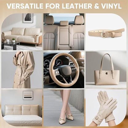 Leather Recoloring Balm - Scratch Repair & Color Restore Kit for Faded Leather, Leather Couch & Car Seats - 10OZ Restorer Balm for Furniture, Auto Interior, Vinyl, Accessories (Beige)