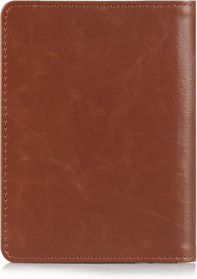RFID Blocking Premium Leather Passport Holder Travel Wallet Cover Case (Brown)