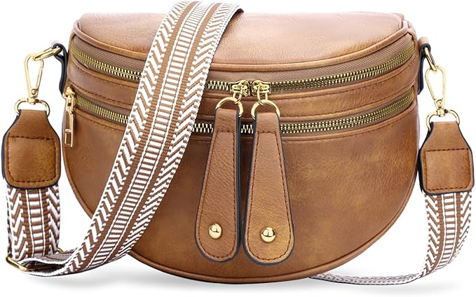 KKXIU Crossbody Sling Bag for Women Trendy Fanny Pack Vegan Leather Chest Bag | Trendy