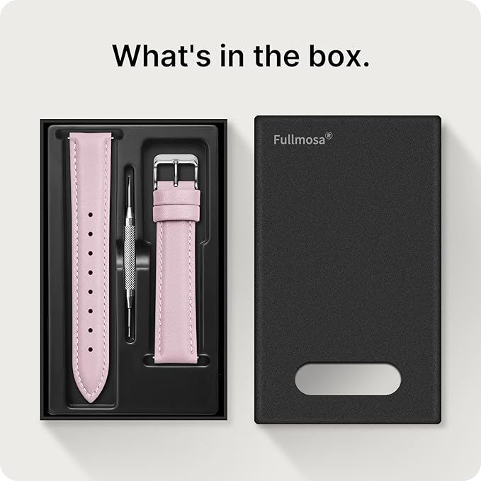 Fullmosa Watch Band, Quick Release Leather Watch Strap for Men Women, Replacement Bands Width 12mm 14mm 16mm 18mm 19mm 20mm 21mm 22mm 24mm