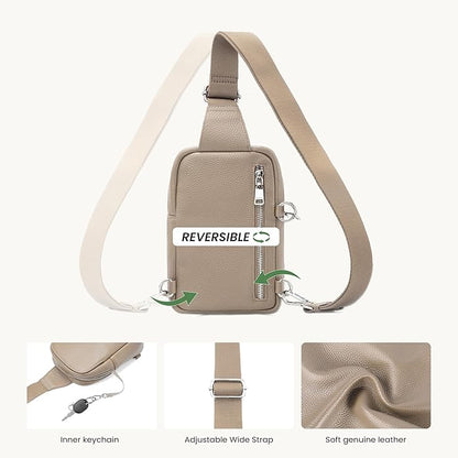 befen Genuine Leather Anti Theft Small Crossbody Bags for Women, RFID Cross Body Sling Chest Bags Fanny Packs Travel Purse