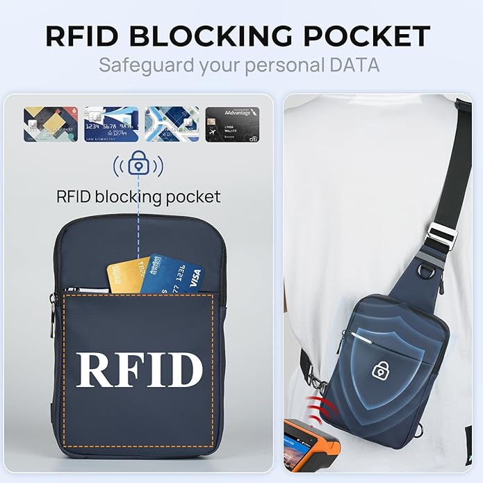 BROADREAM Mini Sling Bag for Men Women Small Crossbody Backpack Shoulder Bags with RFID & Waterproof for Hiking Trave Running