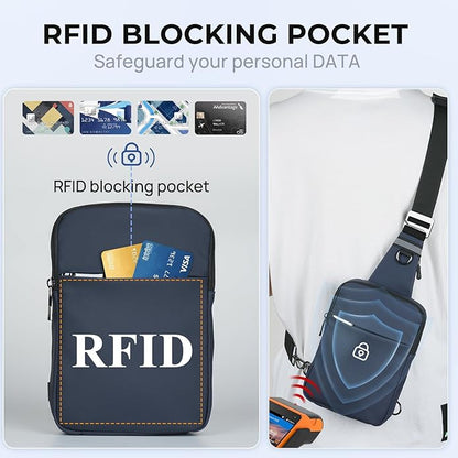 BROADREAM Mini Sling Bag for Men Women Small Crossbody Backpack Shoulder Bags with RFID & Waterproof for Hiking Trave Running