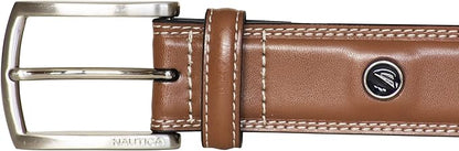 Nautica Men's Dress Leather Belt for Suits and Pants | Classic | Business | Fashion | Adjustable | Metal Buckle