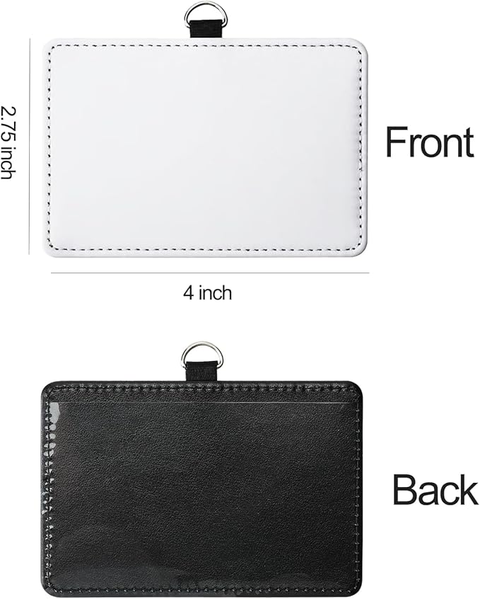 12 Pack Sublimation Blank PU Leather ID Badge Holder Bulk Heat Transfer Print ID Card Badges Name Tag Holders for DIY Office Employees Horizontal