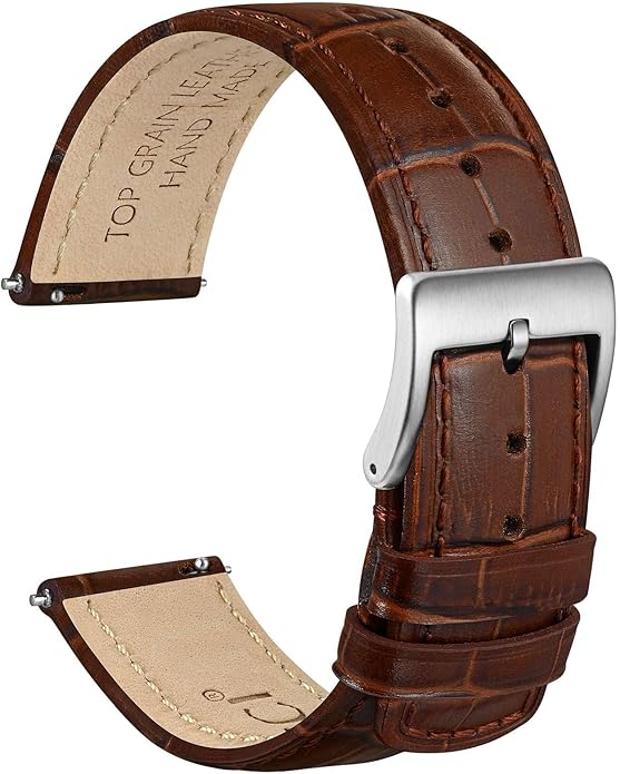 WOCCI Watch Bands, Top Grain Leather, Embossed Alligator Grain, Quick Release, Band Width 18mm 20mm 22mm