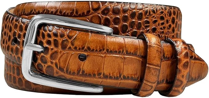 Andrew/Armando - Dress Belt Solid Brass Buckle (Gold & Silver) Genuine Full-Grain Cowhide Leather Belt 1-1/8"(30mm) Wide