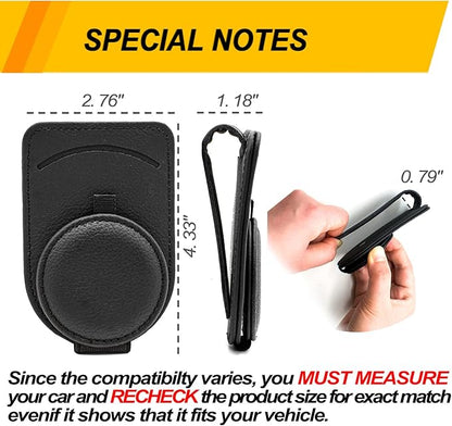 Sunglass Holder for Car Visor, Magnet Adsorbed Sunglasses Holder for Car Accessories Parts, Leather Car Sunglass Holder, Car Visor Sunglasses Clip for Glasses Cards (2PCS, Black)