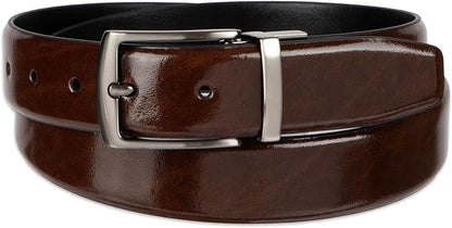 Haggar Men's 2-in-1 Reversible Leather Belt for Dress Pants, Suits, Khakis - Classic, Business Casual, Formal, Work