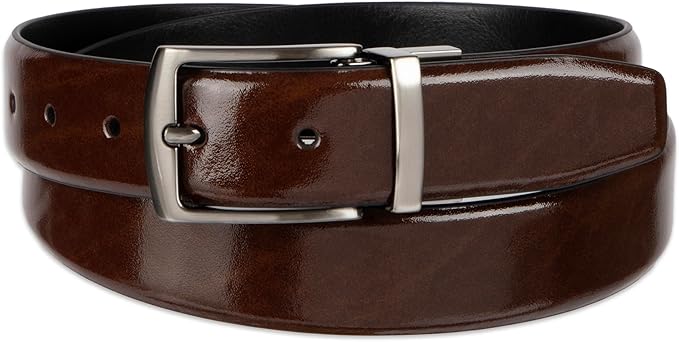 Haggar Men's 2-in-1 Reversible Leather Belt for Dress Pants, Suits, Khakis - Classic, Business Casual, Formal, Work