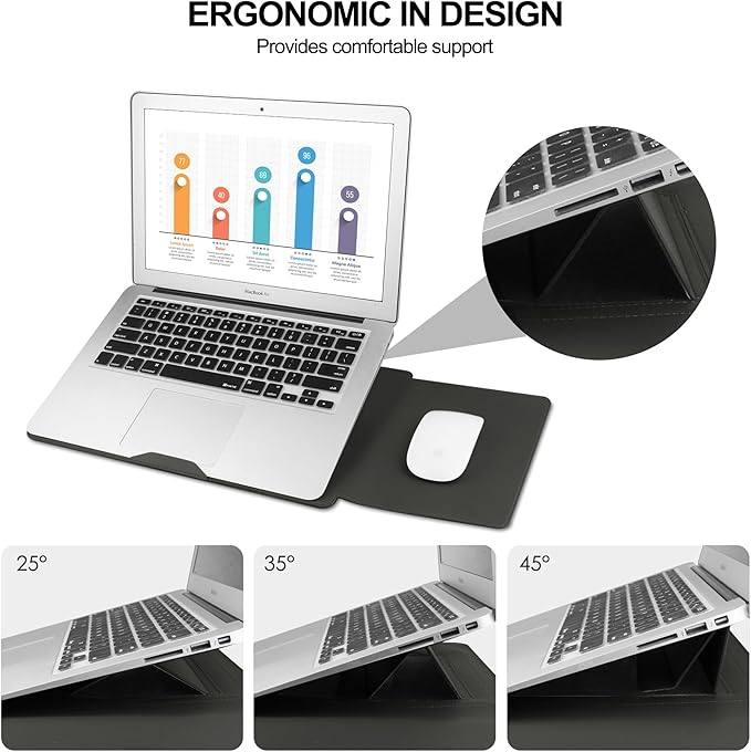 HoYiXi 13.3'' /13.6'' Laptop Sleeve Case Leather Bag with Stand Compatible with MacBook Pro 14/MacBook Air 13(M1 M2)/13.3'' Yoga/Dell XPS 13/HP/Matebook 14'' Laptop case, Grey
