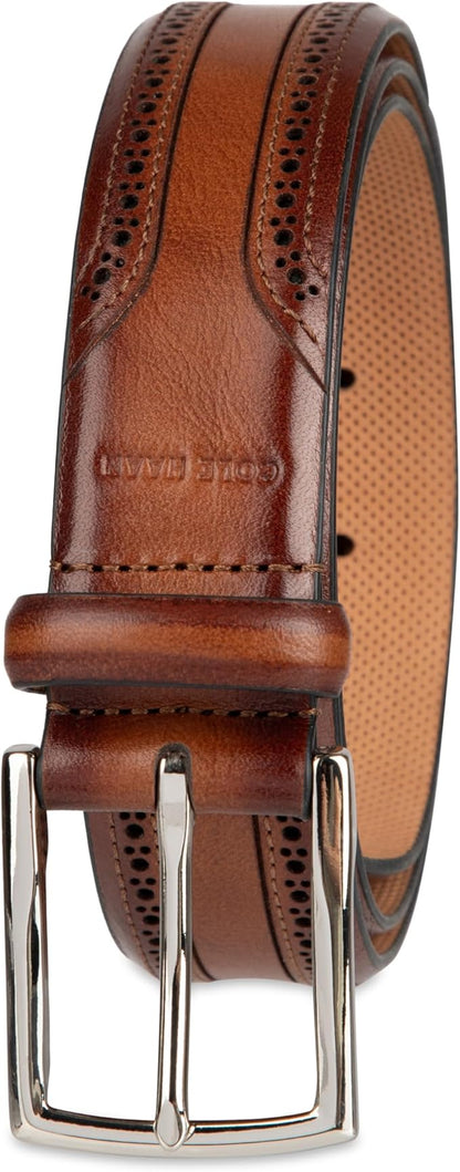 Cole Haan Men's Leather Dress Belt – Polished Brown, Tan Or Cognac Strap for Work & Formal Wear