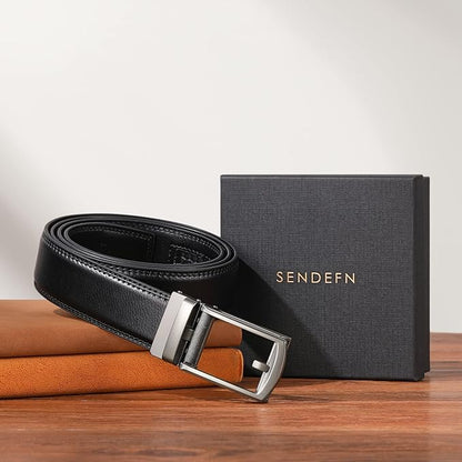 SENDEFN Men's Leather Dress Casual Belt 1 3/8" Automatic Adjustable Click Buckle Belts with Gift Box