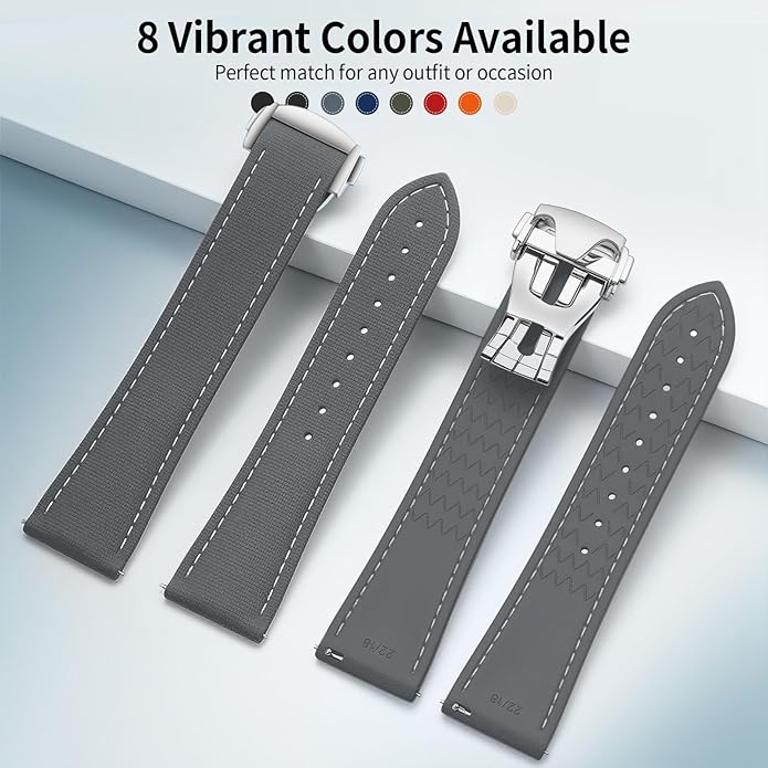 ULLCHRO Watch Strap Watch Band 20mm 22mm Man Waterproof Quick Release Bands Sport Replacement Strap Soft FKM Rubber Watchband