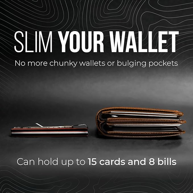 Mountain Voyage Co Minimalist Wallet for Men & Women - Slim RFID Wallet, Scratch Resistant, Credit Card Holder & Money Clip, Easily Removable Money & Cards, (Khaki Leather)