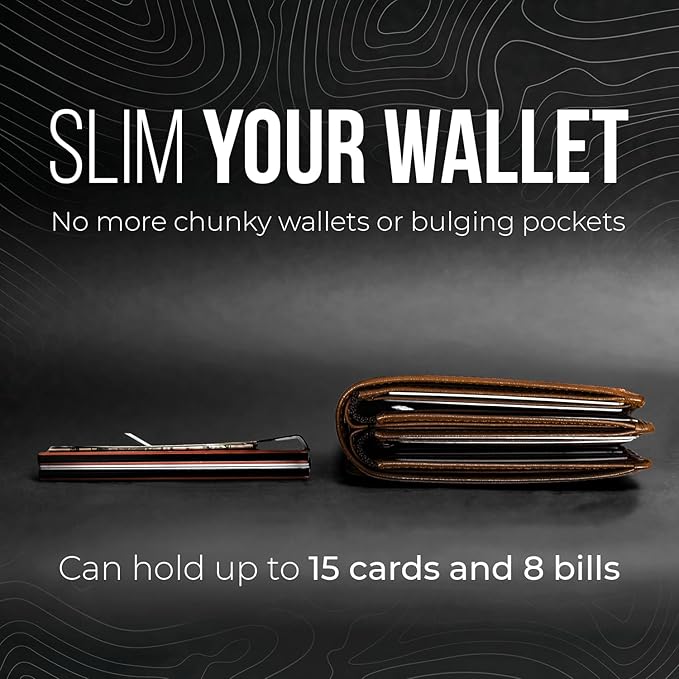 Mountain Voyage Co Minimalist Wallet for Men & Women - Slim RFID Wallet, Scratch Resistant, Credit Card Holder & Money Clip, Easily Removable Money & Cards, (Vintage Brown Leather)
