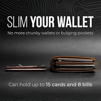Mountain Voyage Minimalist Wallet for Men & Women - Slim RFID Wallet, Scratch Resistant, Credit Card Holder & Money Clip, Easily Removable Money & Cards, Mens & Womens Wallets (Beech Wood Carbon)