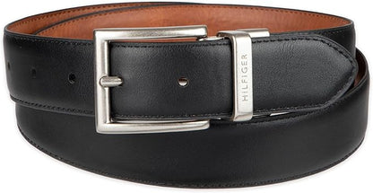 Tommy Hilfiger Men's Reversible Leather Belt, 2‑in‑1 Design for Dress Or Casual Wear