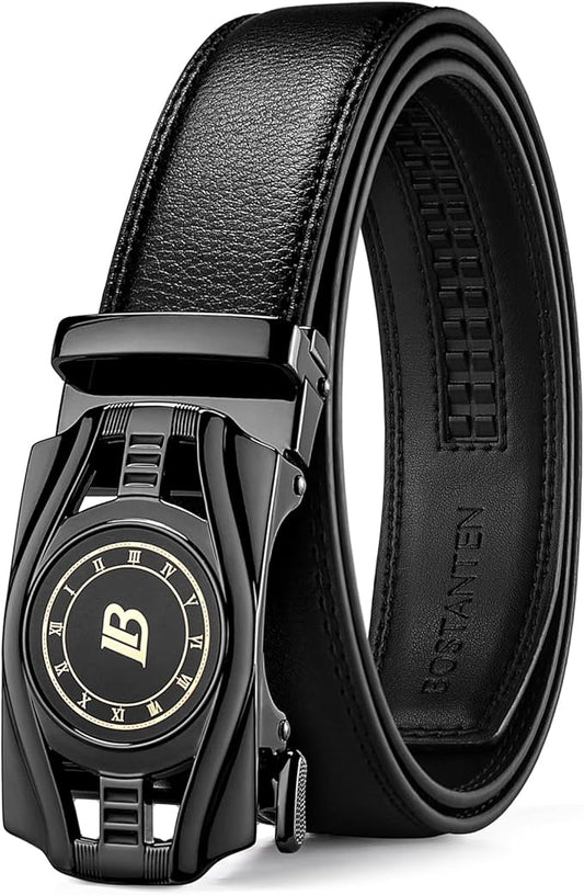 BOSTANTEN Mens Belt Leather Ratchet Belt For Men Dress and Casual with Adjustable Buckle, Trim to Fit