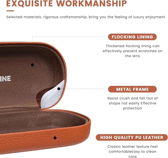 molshine Hard Shell Leather Sunglasses Case,Classic Large Glasses Case for Women Men,Sunglass Eyeglasses