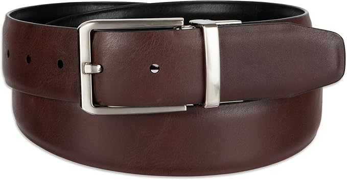 Haggar Men's 2-in-1 Reversible Leather Belt for Dress Pants, Suits, Khakis - Classic, Business Casual, Formal, Work